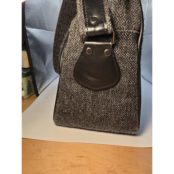 Vintage PIERRE CARDIN Gray Black Tweed Carry On Shoulder Bag with Strap Unisex - Picture 4 of 13